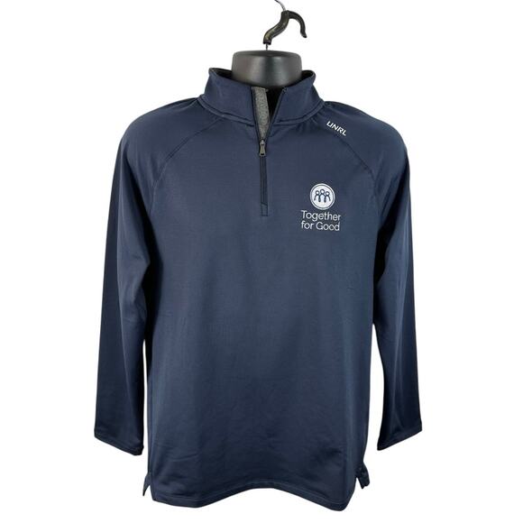 UNRL Interlock 1/4 Zip Performance Pullover Navy Blue Mens Small Chest Logo NEW - Picture 1 of 11